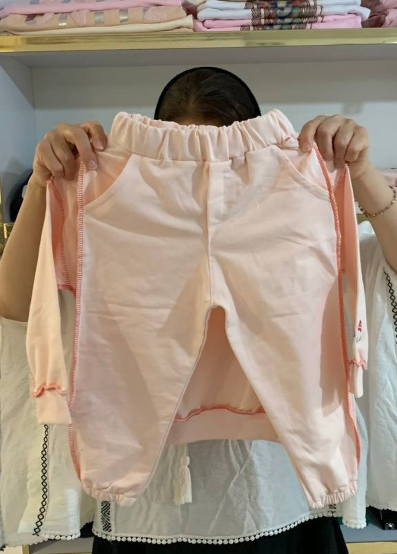 ست بلوز شلوار بچه گانه پنبه دورس دونخ دوخت معکوس