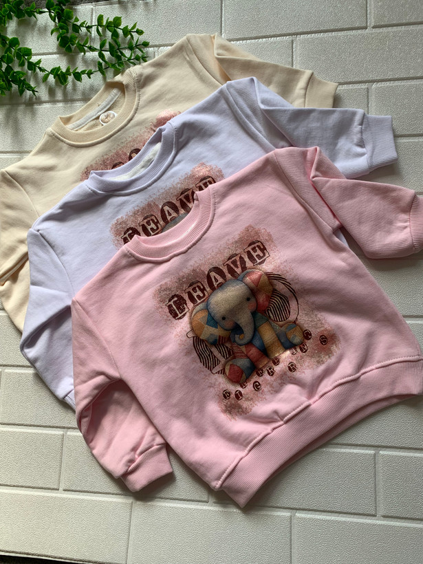 بلوز بچه گانه دورس سه نخ لاکرادار طرح فیل