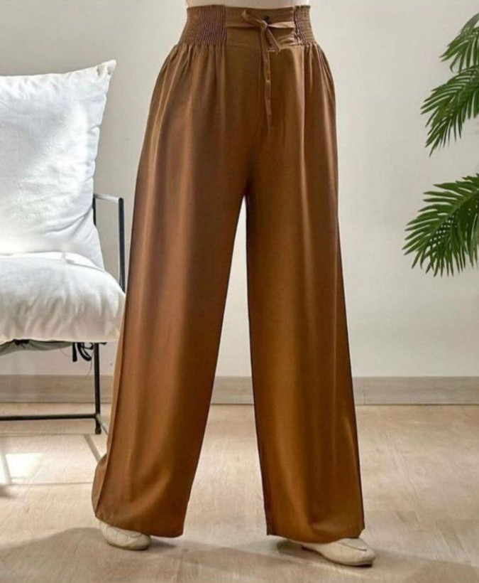 شلوار نخی کمر کش برماندو