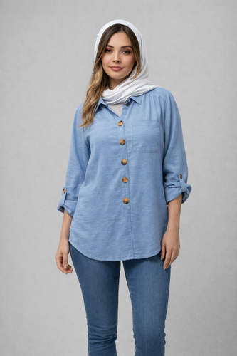 شومیز زنانه سیلک وارداتی جلو دکمه