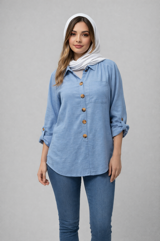 شومیز زنانه سیلک وارداتی جلو دکمه