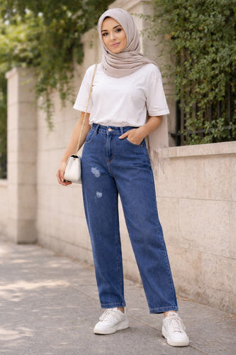 شلوار جین زنانه نیم بگ