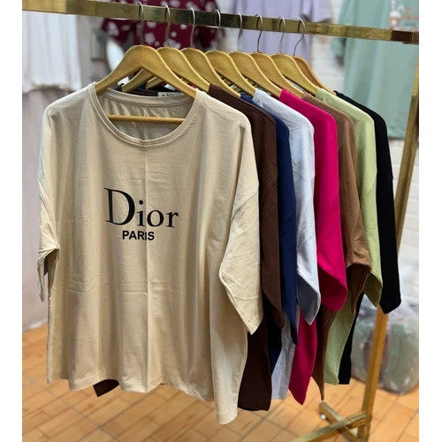 تیشرت زنانه نخ پنبه باکسی dior